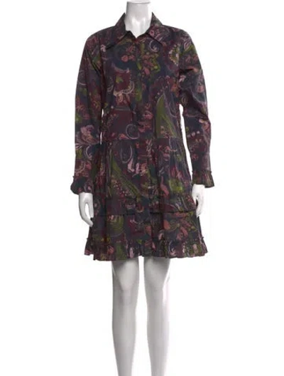 Pre-owned Figue Floral Print Mini Dress W/ Tags In Black