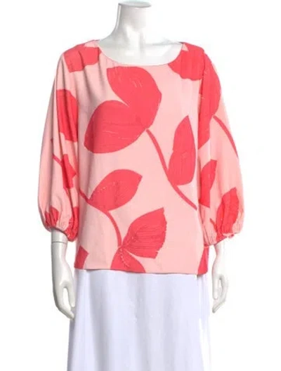 Pre-owned Figue Floral Print Scoop Neck Top In Pink