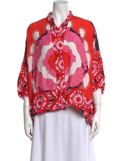Pre-owned Figue Floral Print Short Sleeve Top W/ Tags In Pink