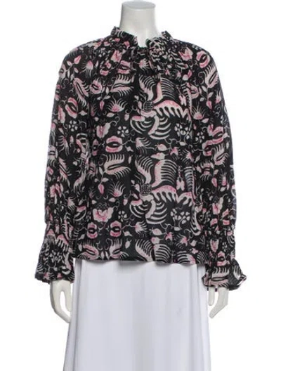 Pre-owned Figue Floral Print Tie Neck Blouse W/ Tags In Multi