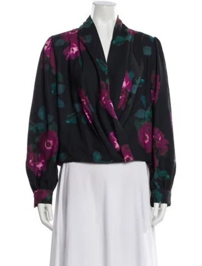 Pre-owned Figue Floral Print V-neck Blouse In Multi