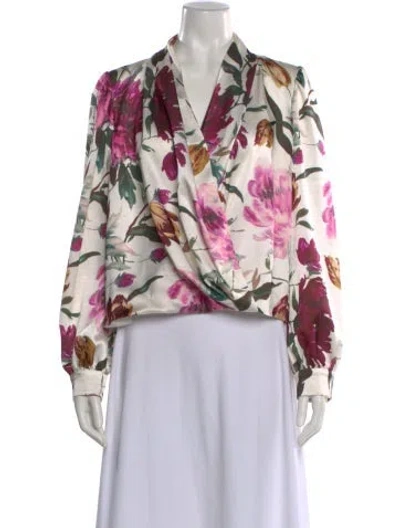 Pre-owned Figue Floral Print V-neck Blouse In Multi