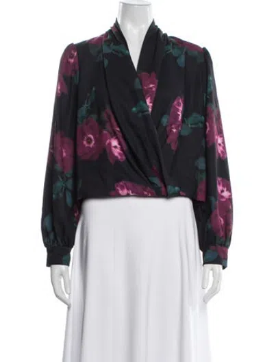 Pre-owned Figue Floral Print V-neck Blouse In Multicolor