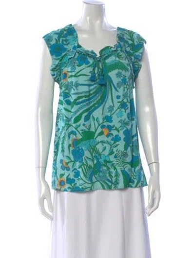 Pre-owned Figue Floral Print V-neck Top In Multi