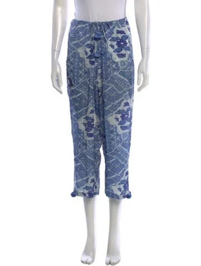 Pre-owned Figue Floral Print Wide Leg Pants In Blue