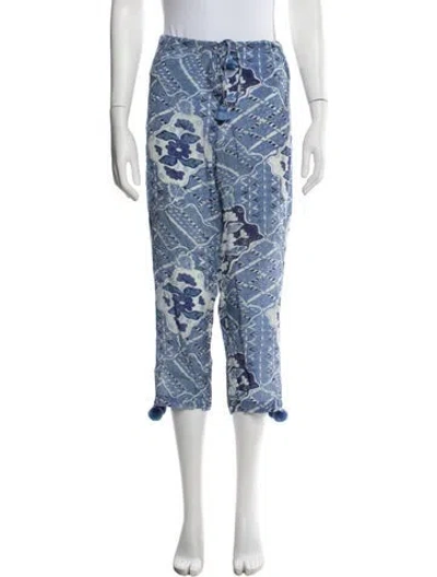 Pre-owned Figue Floral Print Wide Leg Pants In Blue