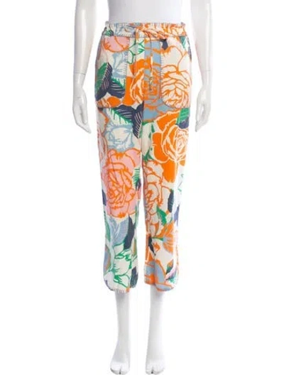 Pre-owned Figue Floral Print Wide Leg Pants In Multi