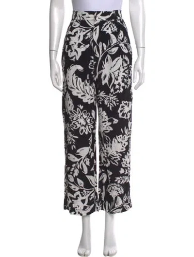 Pre-owned Figue Floral Print Wide Leg Pants In Multi