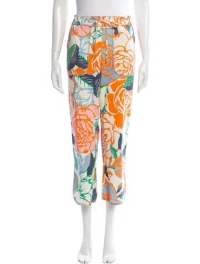 Pre-owned Figue Floral Print Wide Leg Pants In Multicolor