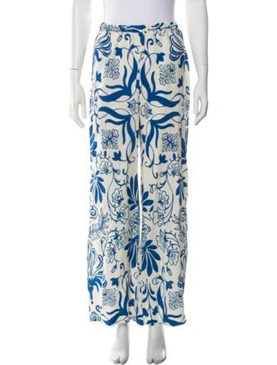 Pre-owned Figue Floral Print Wide Leg Pants In Neutrals