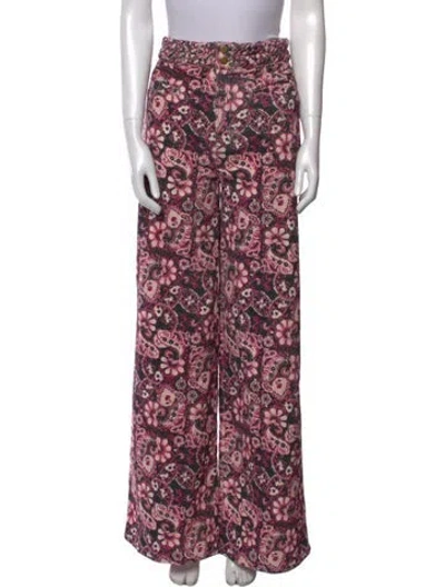 Pre-owned Figue Floral Print Wide Leg Pants W/ Tags In Purple
