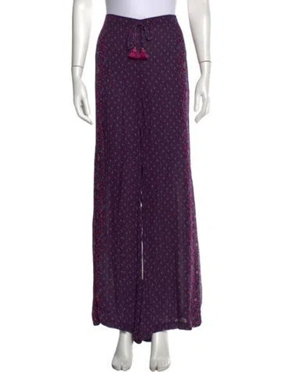 Pre-owned Figue Floral Print Wide Leg Pants W/ Tags In Purple