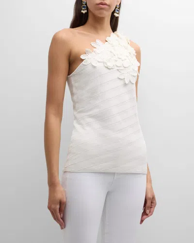 Figue Flower One-shoulder Capucine Sweater Top In White