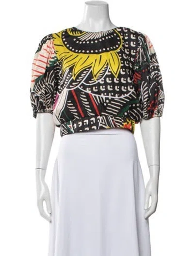 Pre-owned Figue Graphic Print Crew Neck Top In Multicolor