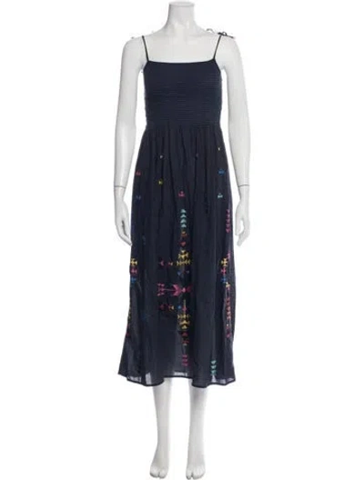 Pre-owned Figue Graphic Print Midi Length Dress In Blue