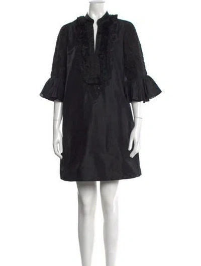 Pre-owned Figue Graphic Print Mini Dress In Black