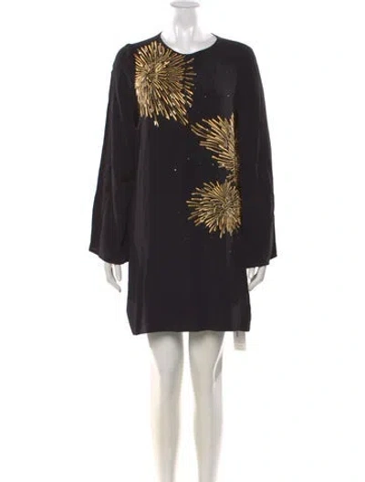 Pre-owned Figue Graphic Print Mini Dress In Black