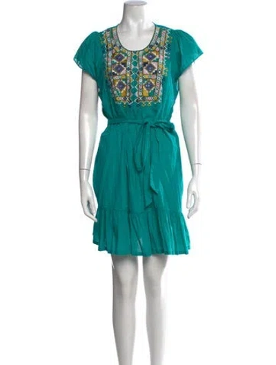 Pre-owned Figue Graphic Print Mini Dress In Green