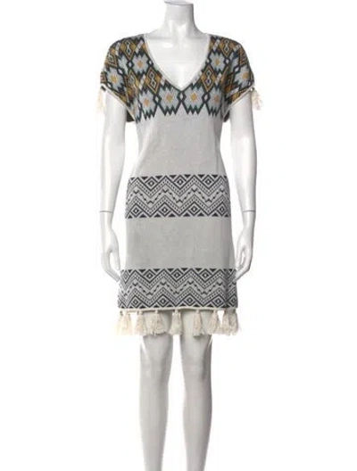 Pre-owned Figue Graphic Print Mini Dress In Neutrals