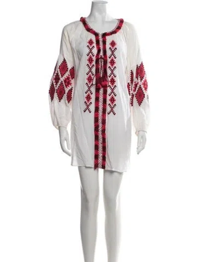 Pre-owned Figue Graphic Print Mini Dress In Neutrals