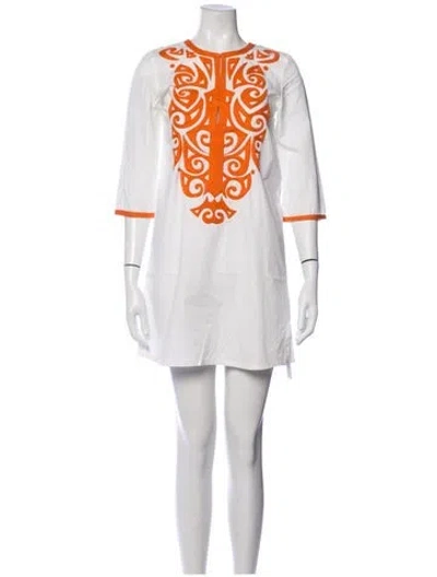 Pre-owned Figue Graphic Print Mini Dress In Orange/white