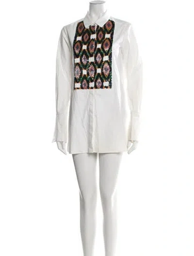 Pre-owned Figue Graphic Print Mini Dress In White