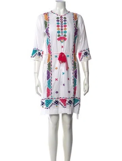 Pre-owned Figue Graphic Print Mini Dress In White