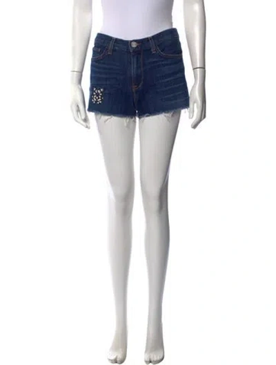 Pre-owned Figue Graphic Print Mini Shorts In Blue