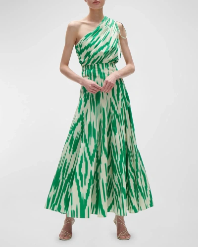 Figue Hayden Ikat-print Maxi Skirt In Ikat Jungle Green