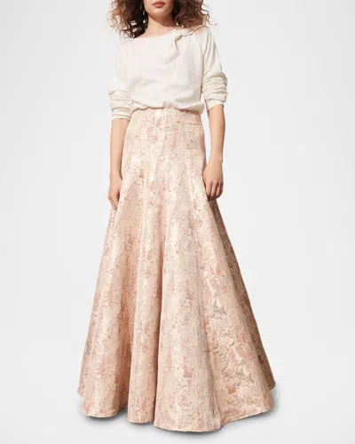 Figue Hayden Metallic Turmpet Ball Skirt In Brocade Bronze Gold