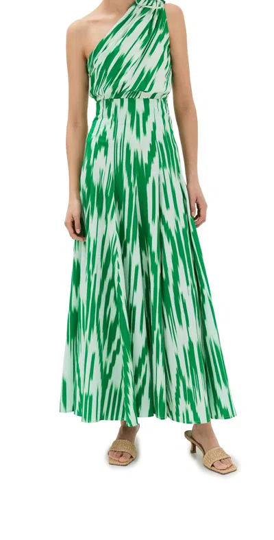 Figue Hayden Ikat-print Maxi Skirt In Ikat Jungle Green