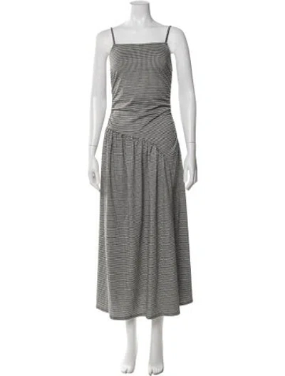Pre-owned Figue Houndstooth Print Long Dress In Neutral