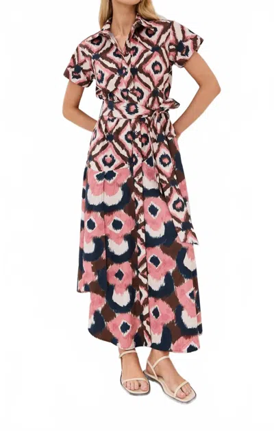 Figue Jenny Dress In Painterly Diamond Ikat Chalk In Multi
