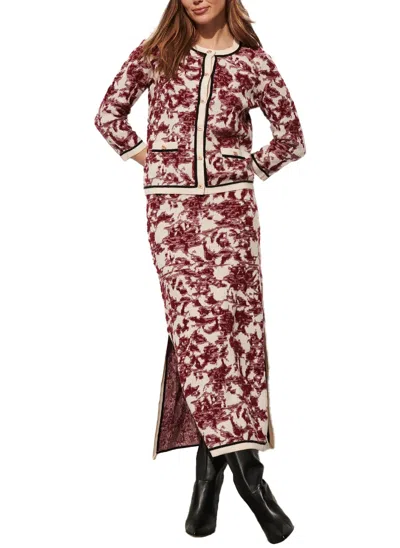 Figue Jessica Cardigan Sweater In Red Ikat In Multi