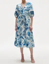 Figue Joyce Dress Porcelain Floral Blue In Blue