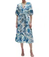 Figue Joyce Dress In Porcelain Floral Blue In Multi