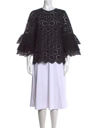 Pre-owned Figue Lace Pattern Crew Neck Top W/ Tags In Black