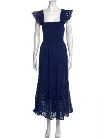 Pre-owned Figue Lace Pattern Long Dress In Blue