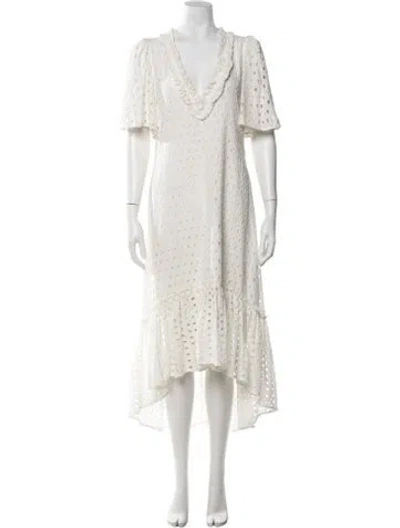 Pre-owned Figue Lace Pattern Long Dress In Neutrals