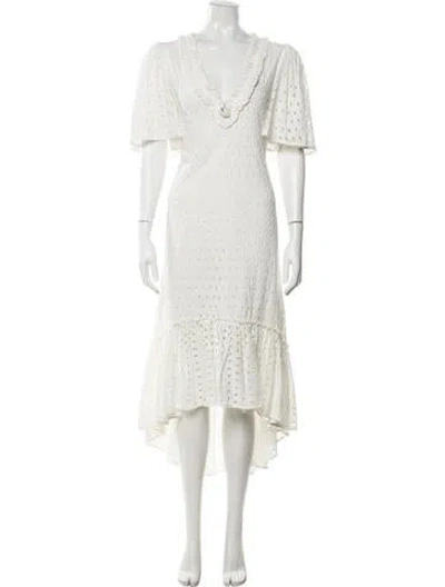 Pre-owned Figue Lace Pattern Long Dress W/ Tags In White