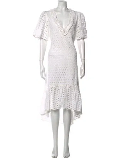 Pre-owned Figue Lace Pattern Long Dress In White