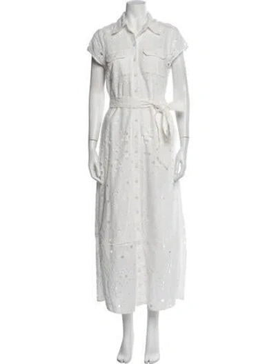 Pre-owned Figue Lace Pattern Long Dress In White