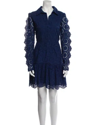Pre-owned Figue Lace Pattern Mini Dress In Blue