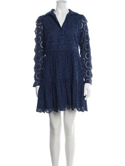 Pre-owned Figue Lace Pattern Mini Dress In Blue