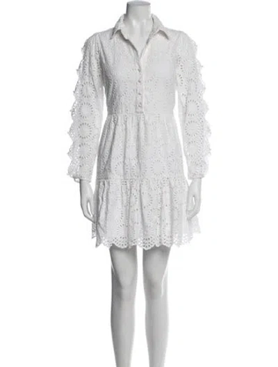 Pre-owned Figue Lace Pattern Mini Dress In Neutrals