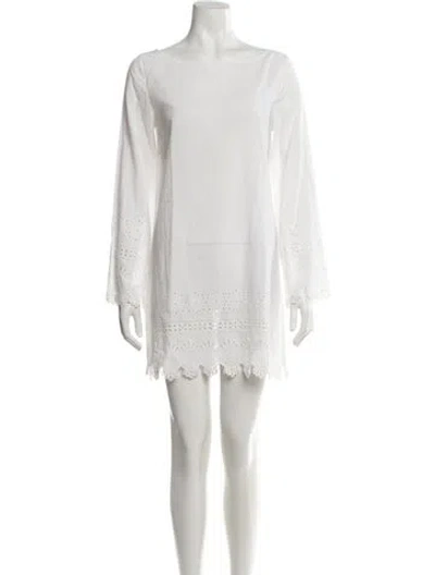 Pre-owned Figue Lace Pattern Mini Dress In White