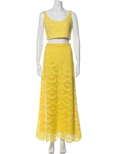 Pre-owned Figue Lace Pattern Skirt Set In Yellow