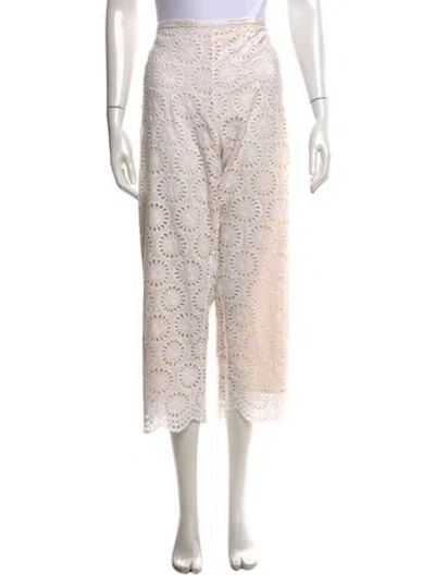 Pre-owned Figue Lace Pattern Wide Leg Pants In Neutrals