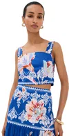 Figue Laura Top Fantasia Floral Lazurite Blue In Blue