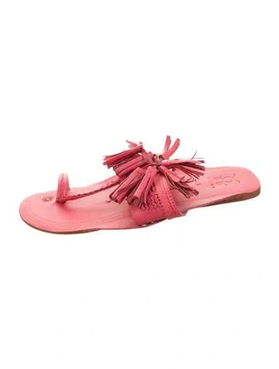 Pre-owned Figue Leather Tassel Accents Sandals In Pink